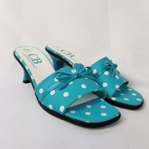 Vintage Kitten‎ Sandle Teal polka dot  7M